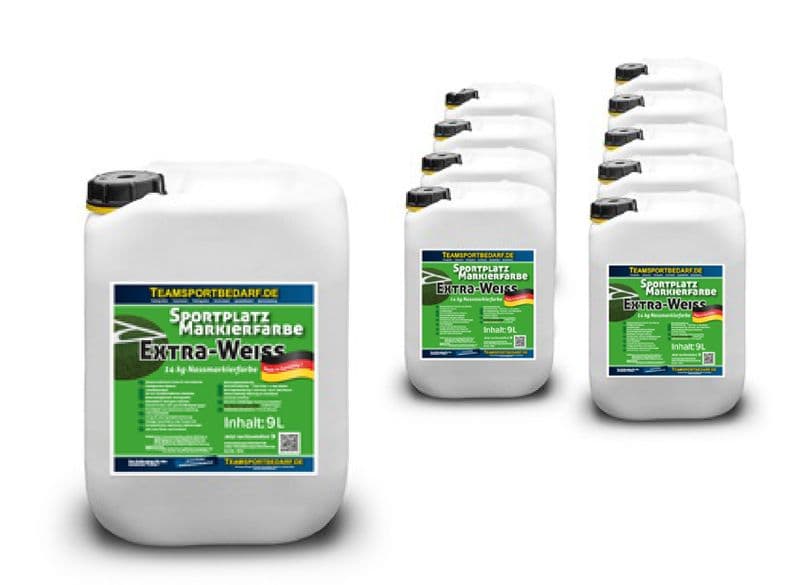 10 Kanister - Sportplatzmarkierfarbe Extra-Weiß 14 kg (9 Liter) Konzentrat