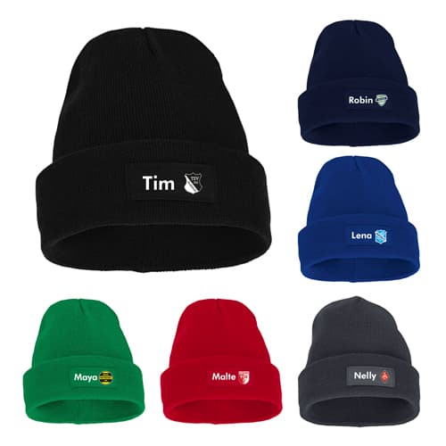 Wintermütze (Beanie) 6 Farben - individualisierbar - 2 Größen