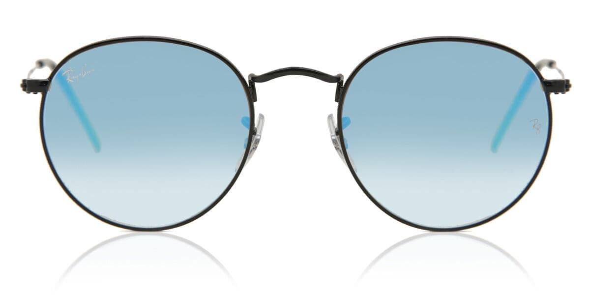 Ray-Ban RB3447 Round Flash Lenses Gradient 002/4O Schwarze Herren Sonnenbrillen