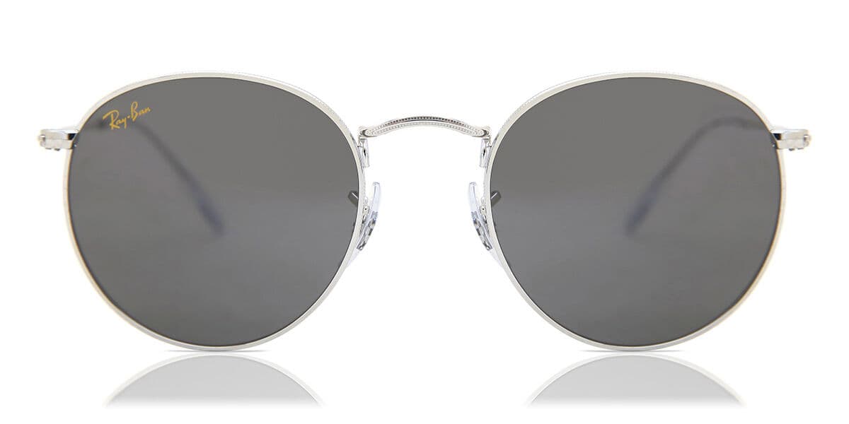 Ray-Ban RB3447 Round Metal 9198B1 Silver Herren Sonnenbrillen