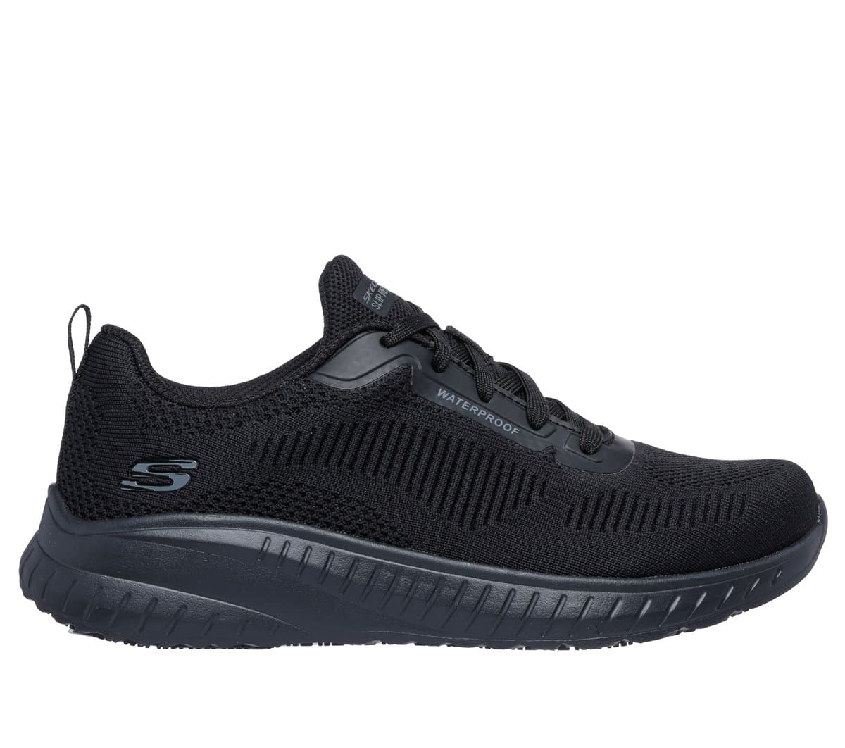 Skechers Damen Work Slip-Resistant Waterproof: Squad Chaos - Awoa Sneaker in Schwarz, Größe 35 Wide , Vegan