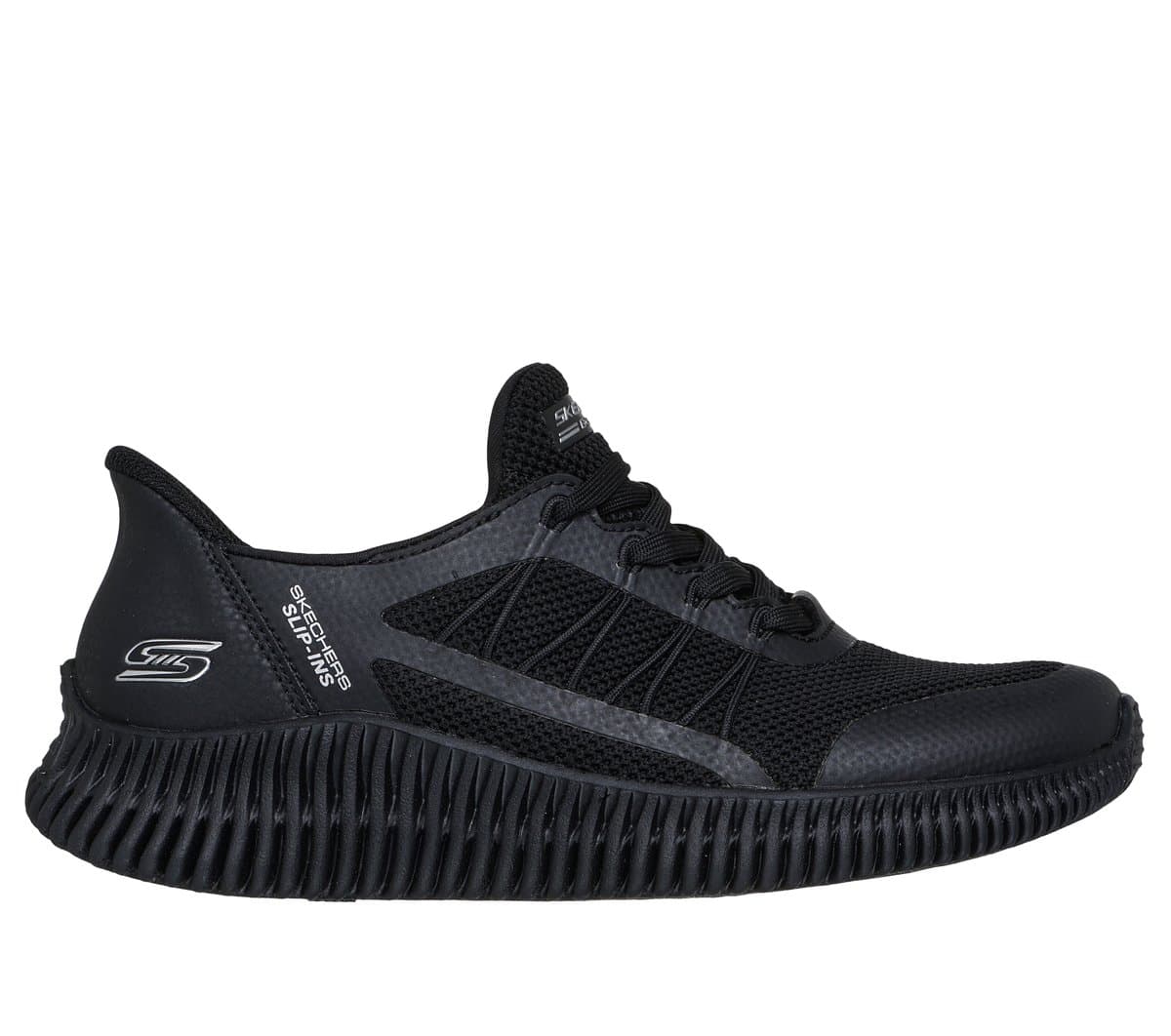 Skechers Damen Slip-ins: BOBS Geo Lite - Divine Pace Sneaker in Schwarz, Größe 35, Waschmaschinenfest