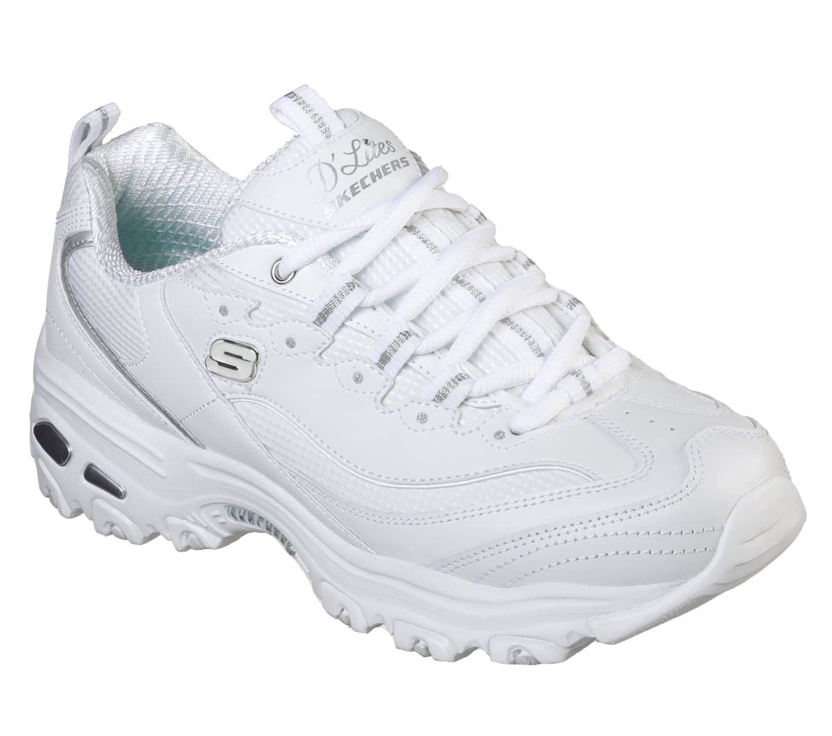 Skechers Damen D'Lites - Endless Dream Sneaker in Weiss/Silber, Größe 35