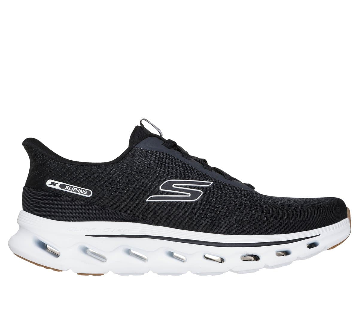 Skechers Herren Slip-ins: GO WALK Glide-Step 2.0 - Maser Sneaker in Schwarz/Weiss, Größe 41, Vegan, Waschmaschinenfest