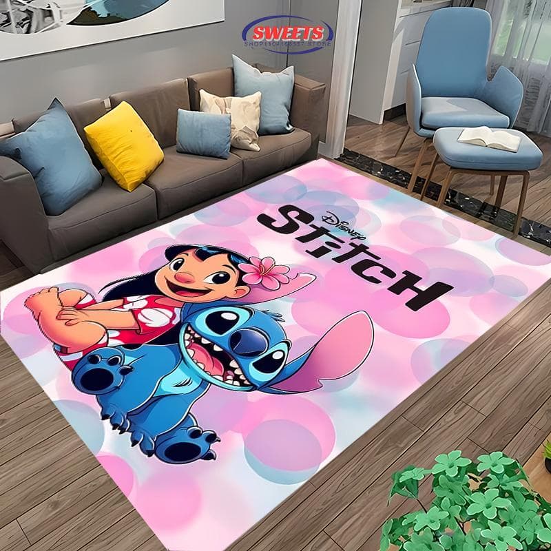 Nr. 3 Disney Lilo & Stitch Themen-Teppich! Schlafzimmer Wohnzimmer Bettmatte, Rutschfest Exquisite Heimdekoration, Strapazierfähiger