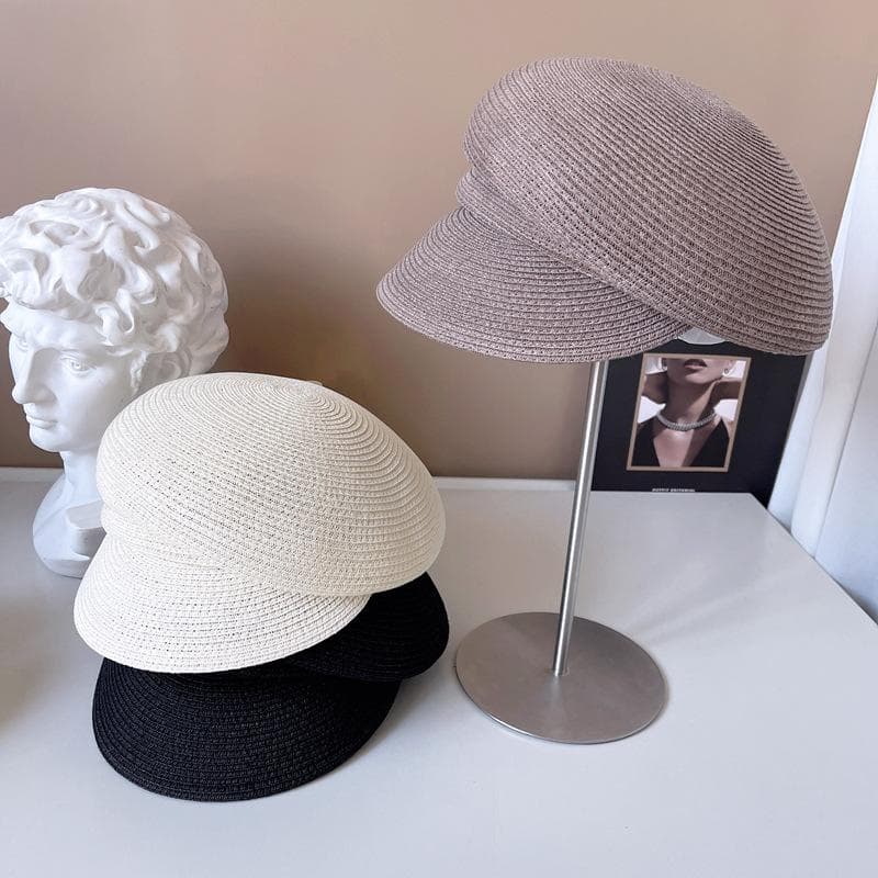 Japanischer Stern mit der gleichen Kappe, weibliche Mode, unregelmäßiger Sonnencreme-Strohhut, Zeitungsjungenhut, lässiger Ritterhut 56-58cm