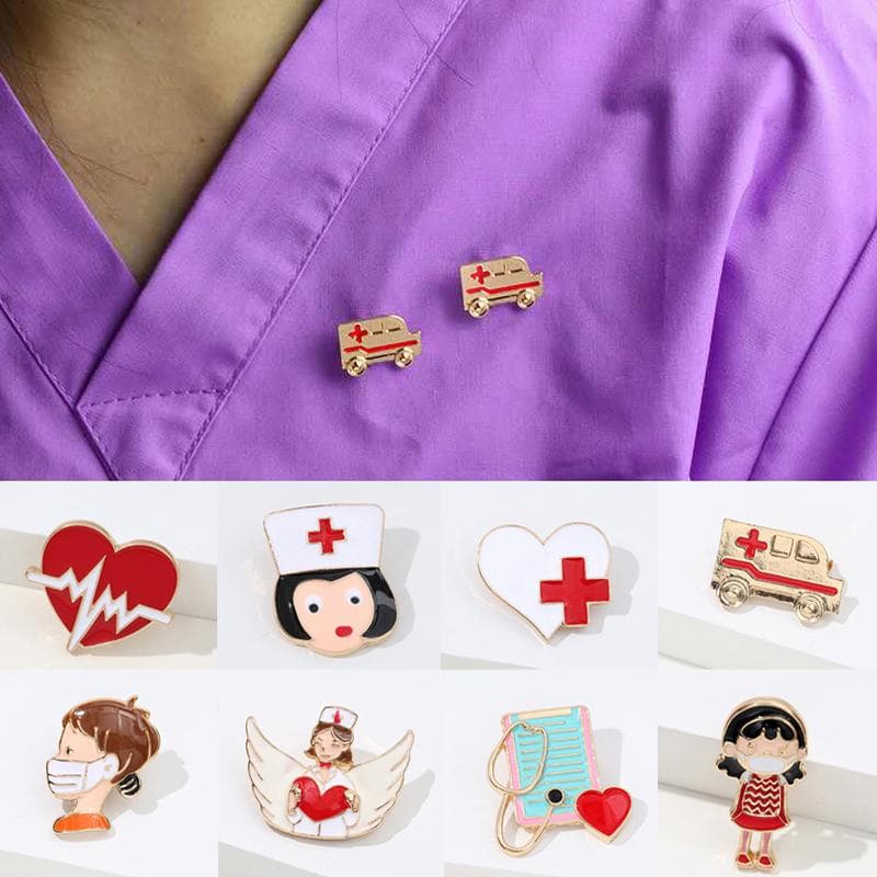 Krankenschwester Krankenhaus medizinische Broschen Stethoskop bunte Herzschlag Form Emaille Schmuck Arzt niedlich