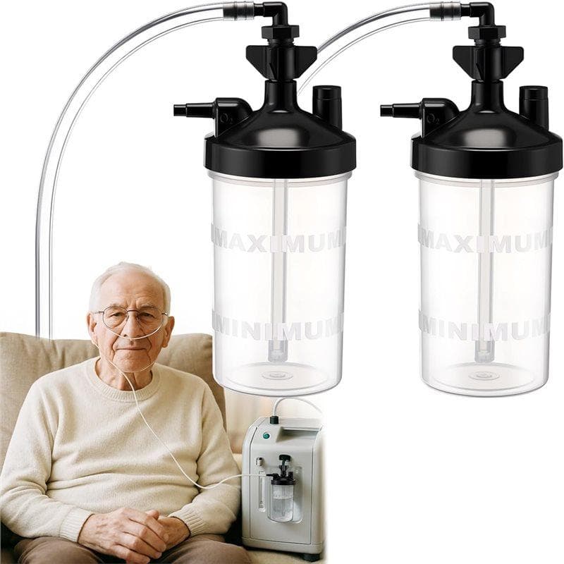 Tragbare Sauerstoff-Luftbefeuchterflasche, 2er-Pack mit 12  Adapter-Schlauch O2-Abgabesystem Befeuchtung