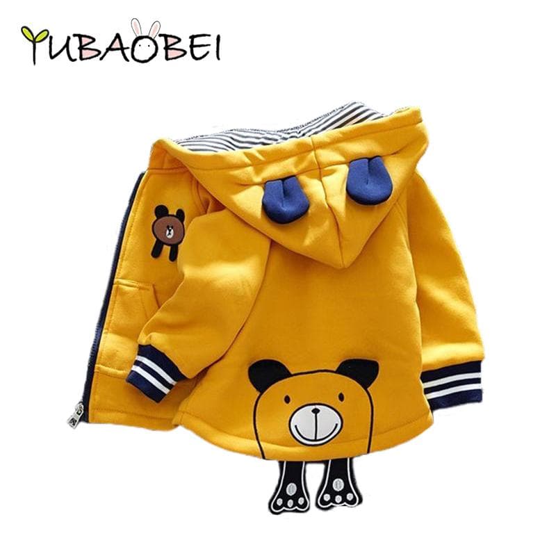 YUBAOBEI Herbst Baby Jungen Mädchen Mit Kapuze Bär Ohren Mäntel Kinder Unisex Jacke Winter Kinder Zipper Verdicken Feste Mantel Neugeborene
