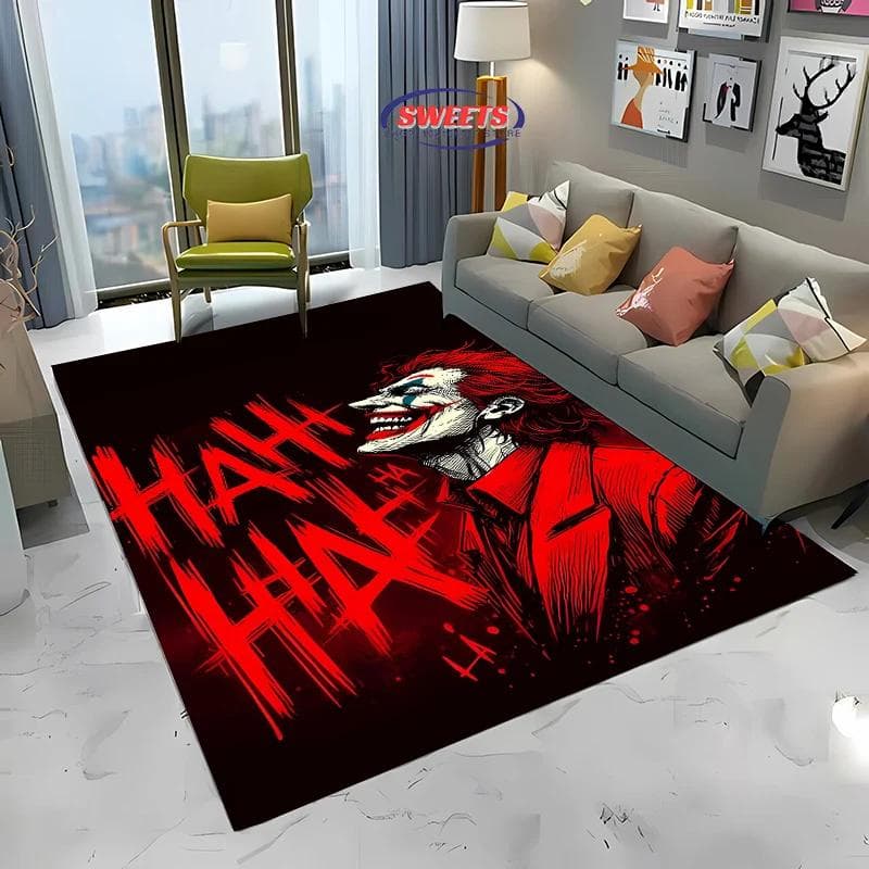 3D-Druck Joker Teppich für Schlafzimmer Wohnzimmer Kinderzimmer Eingangstür Rutschfester Strapazierfähiger Teppich, Waschbare Matte, Geschenk