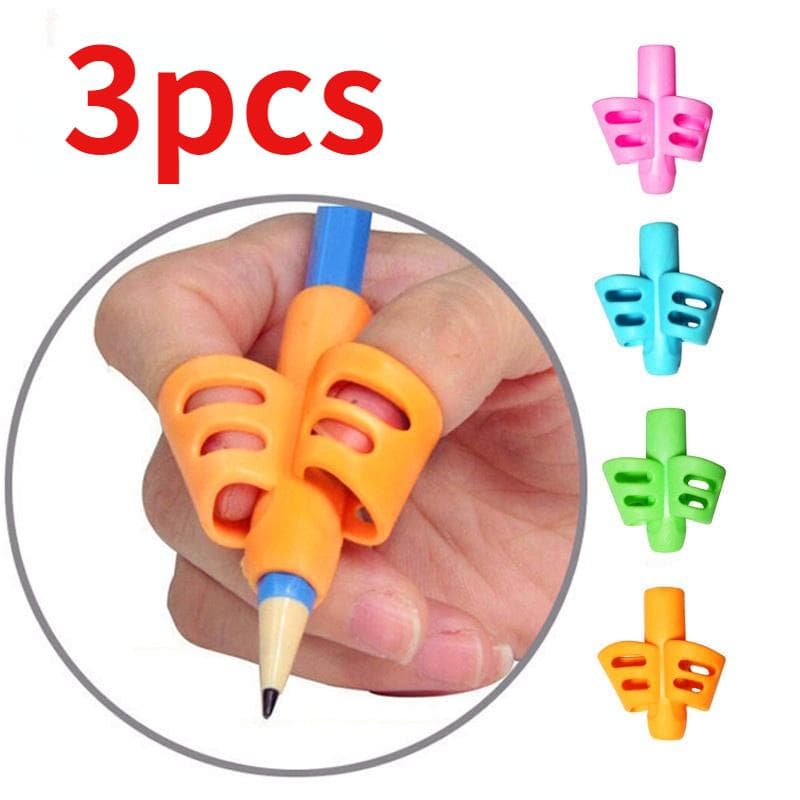 3Pcs Zwei Finger Grip Silikon Baby Lernen Schreiben Werkzeug Schreiben Stift Schreiben Korrektur Gerät bunt