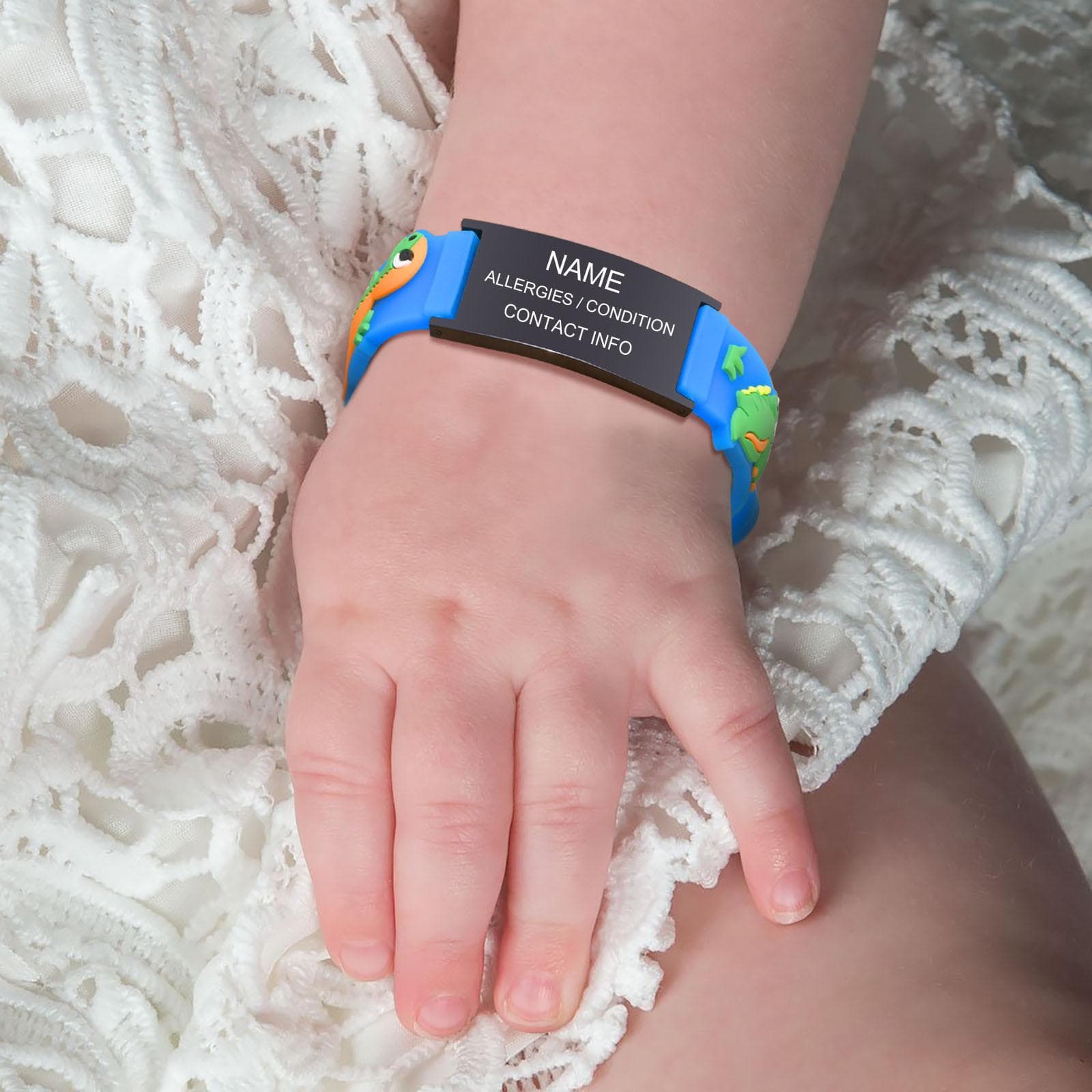 Kostenlose Gravur Personalisierte Medizinische Alarm ID-Armband für Kleinen Jungen Mädchen, Sicherheitssilikon Individuell ICE-Armband kostenlose