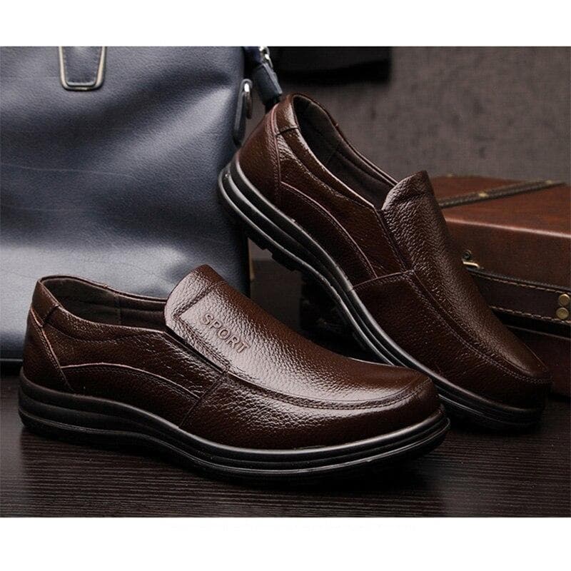 100% echtes Leder Schuhe Herren Business Brogues Rindsleder Herrenschuhe Slip-on Schwarz Braun cm braun