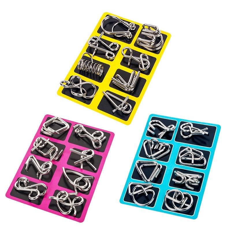 8 Teile/satz Montessori Spielzeug Kinder Denkaufgabe Metall Labyrinth Entsperren IQ Geist Denkaufgabe Rätsel Kinder Erwachsene Interaktive Spiel