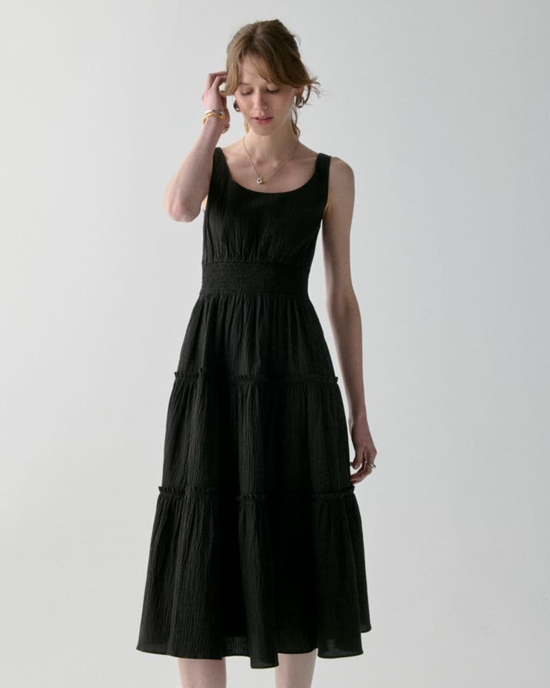Kate Spade | Women's Dresses Tiered Midi Dress in Black, Size 4