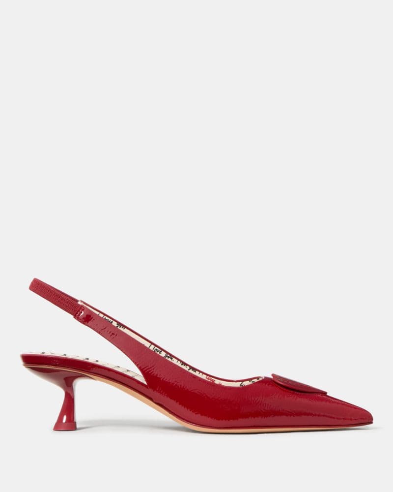 Kate Spade | Women's Heels Lover Slingback Kitten Heel in Dark Scarlet/Red, Size 7.5