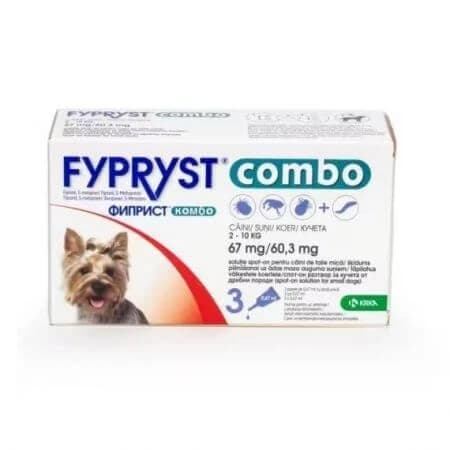Fypryst Combo Dog S 67 mg Fypryst Combo Dog S 67 mg, 3 Pipetten für kleine Hunde 2-10 kg, 3 Pipetten, Krka