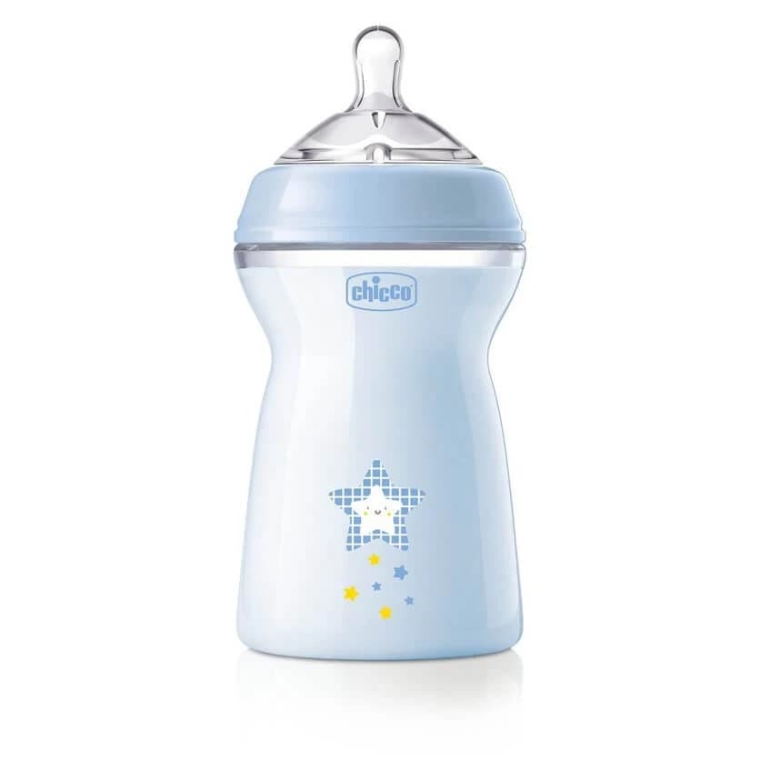 Chicco NaturalFeeling Trinkflasche mit Schnellflusssauger 6m+ Blau, 330ml