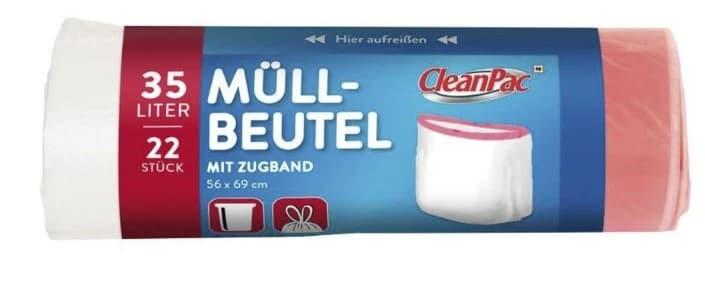 CleanPac, Müllsäcke mit Kordelzug 35l, 22 Stück