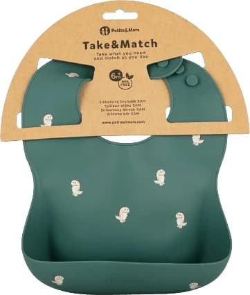 Petite&Mars Silikonlätzchen Take&Match Grüne Dinos 6m+