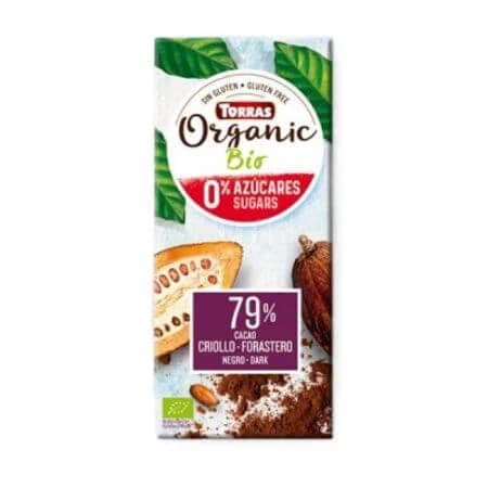 Bio-Bitterschokolade mit 79% Kakaoanteil, 100 g, Torras