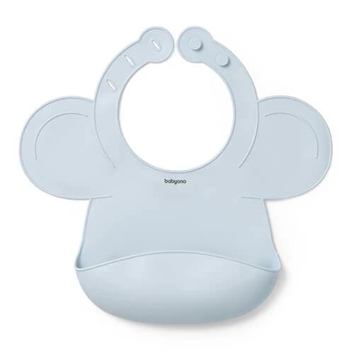 BabyOno, Silikonlätzchen mit verstellbarem Verschluss, blau, ab 6 Monaten, 1 Stück