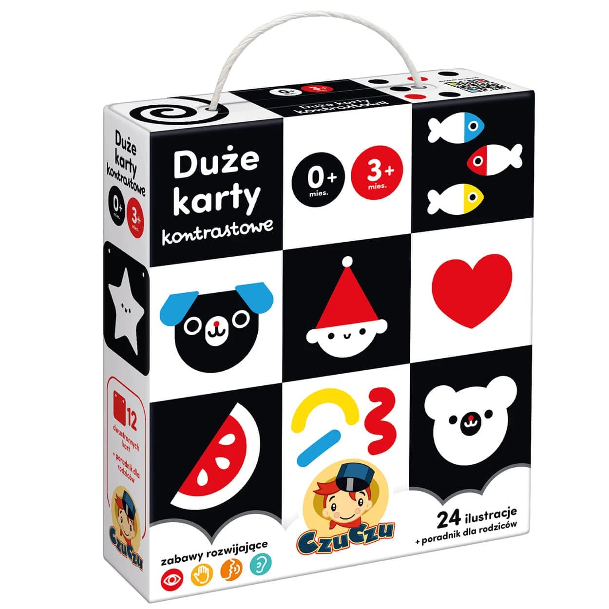 CzuCzu Große Kontrastkarten, Babybuch, 0-3 Monate, 24 Elemente