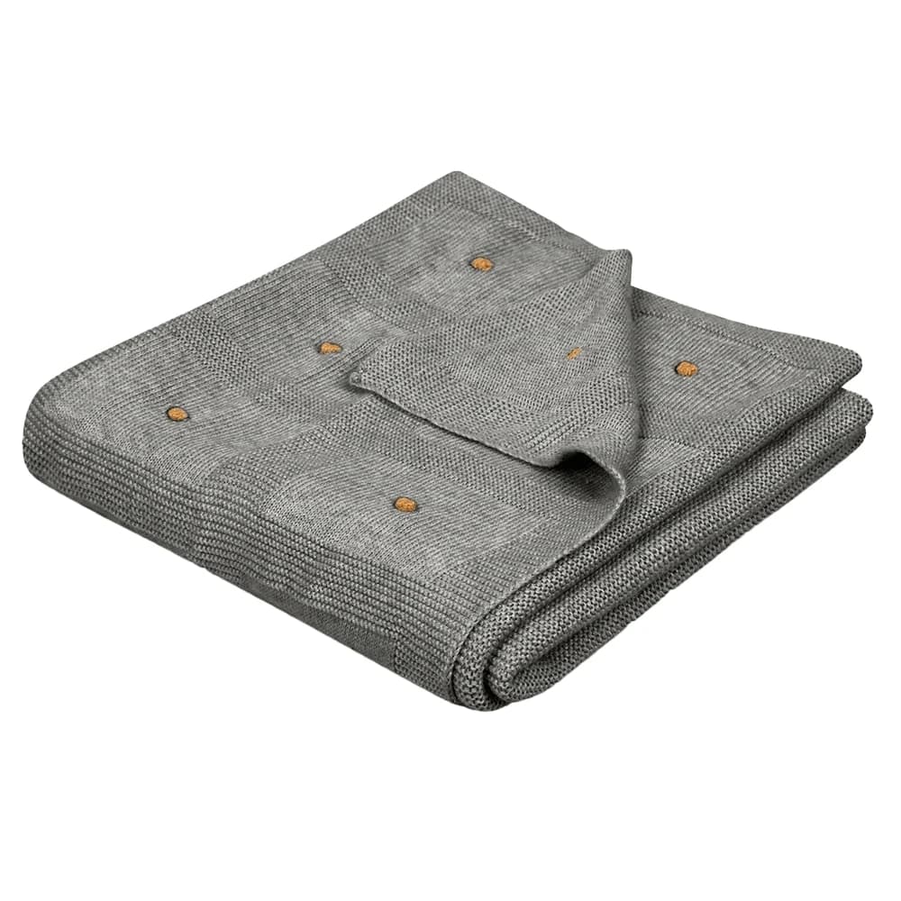 BabyMatex, Bambusdecke mit dekorativen Kugeln Akzent, 80 cm x 100 cm, dunkelgrau