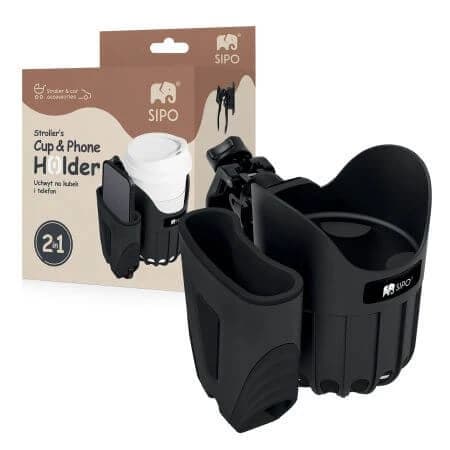 2 in 1 Becher- und Telefonhalter, Schwarz, Sipo
