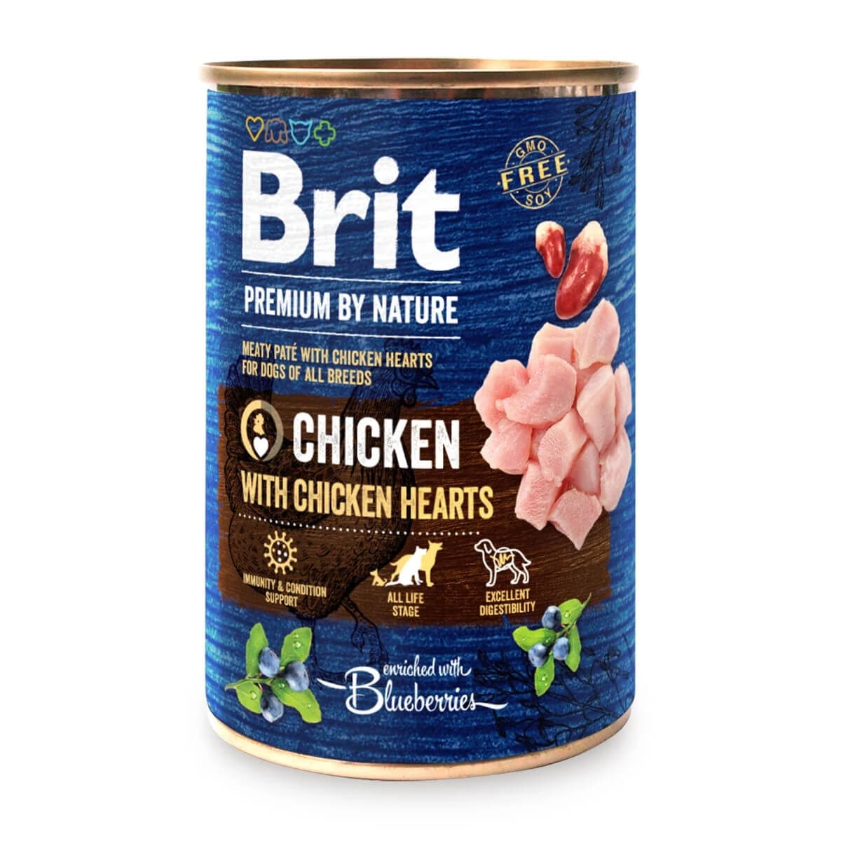 BRIT Premium By Nature, Huhn und Herz, getreidefreies Hundefutter in Dosen, (Pastete), 800g