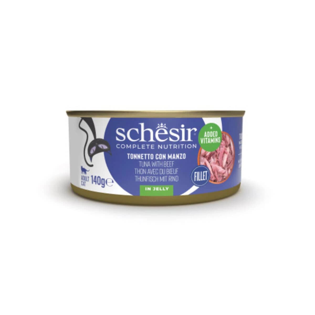 SCHESIR, Thunfisch und Rindfleisch, Katzennassfutter in Dosen, (in Aspik), 140g