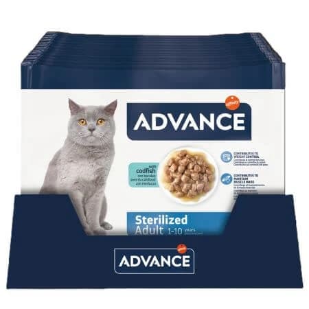 Nassfutter mit Kabeljau für sterilisierte erwachsene Katzen, 4x85 g, Advance Veterinary Diets