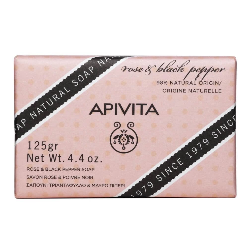 Apivita | Natural Rose Soap & Apivita Natural Rose Soap Black Anti-Cellulite Pepper for Body & Body Care Hands | 125gr