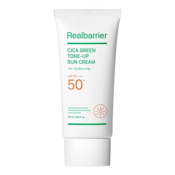 Real Barrier Cica Green Tone-Up Sun Cream SPF 50+ PA++++ , feuchtigkeitsspendendes Sonnenschutzmittel mit straffender Wirkung, 50 ml