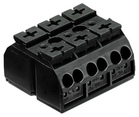 WAGO 862 Kupfer Polyamid Klemmenleiste 32A Schwarz 3-polig Zugfederklemme 12AWG, 20 AWG