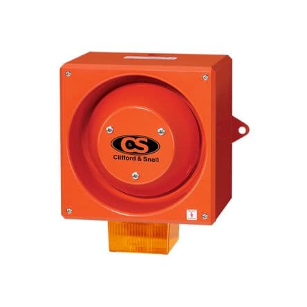 Clifford & Snell YL80, Filament/Warnsummer-Licht Beacon-Sounder-Kombination 48V dc Gelb IP66 Wand / 117 dB 116 dB @ 1m