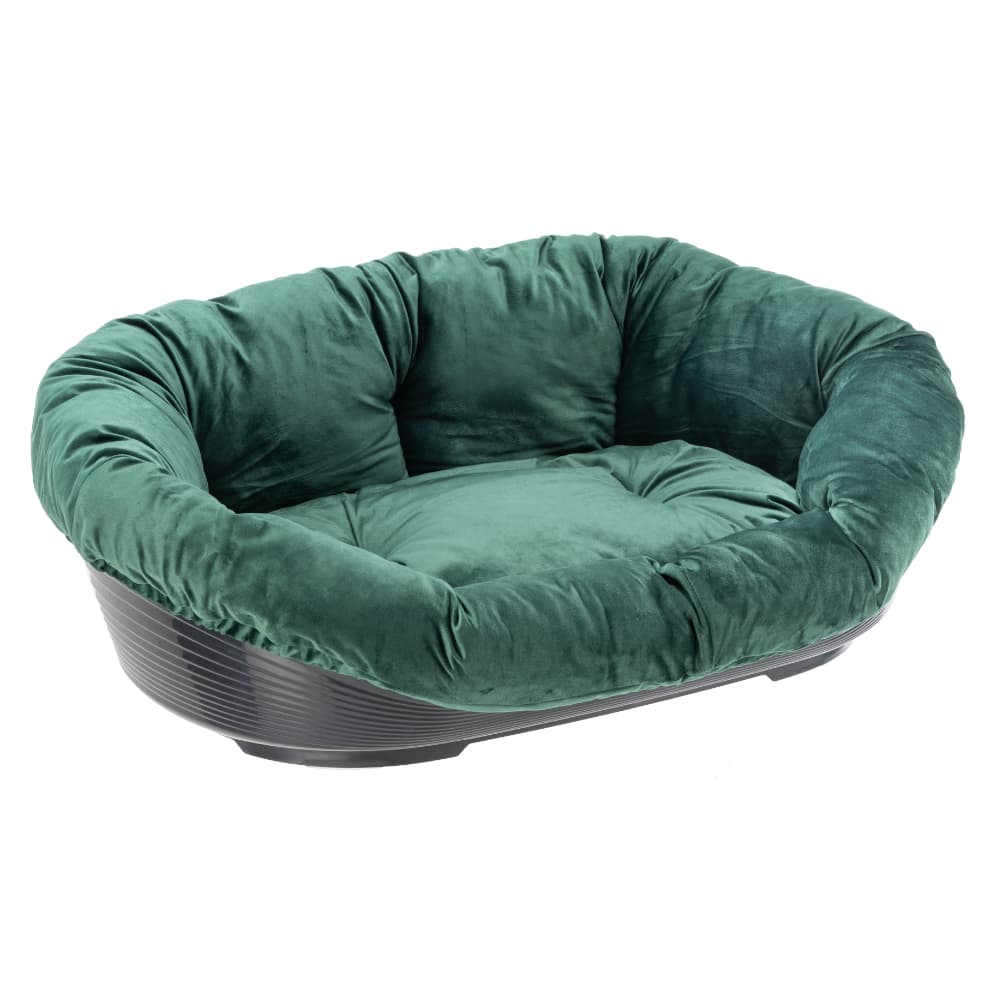 Set aus Ferplast Korb Siesta Deluxe mit Überzug Sofà Samt grün - Größe 8: L 85 x B 62 x H 28,5 cm