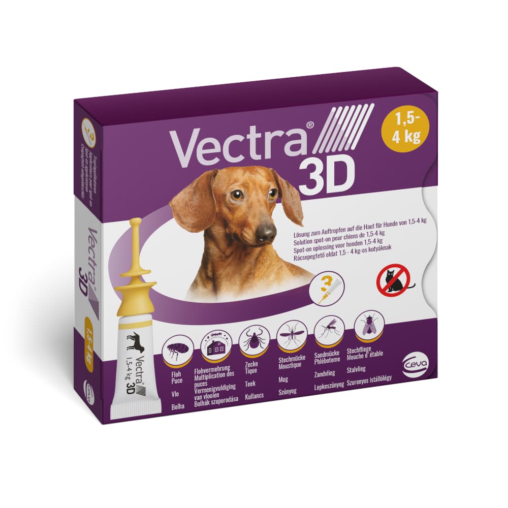 Vectra 3D für Hunde von 1,5 bis 4 kg - 3 Pipetten x 0,8 ml