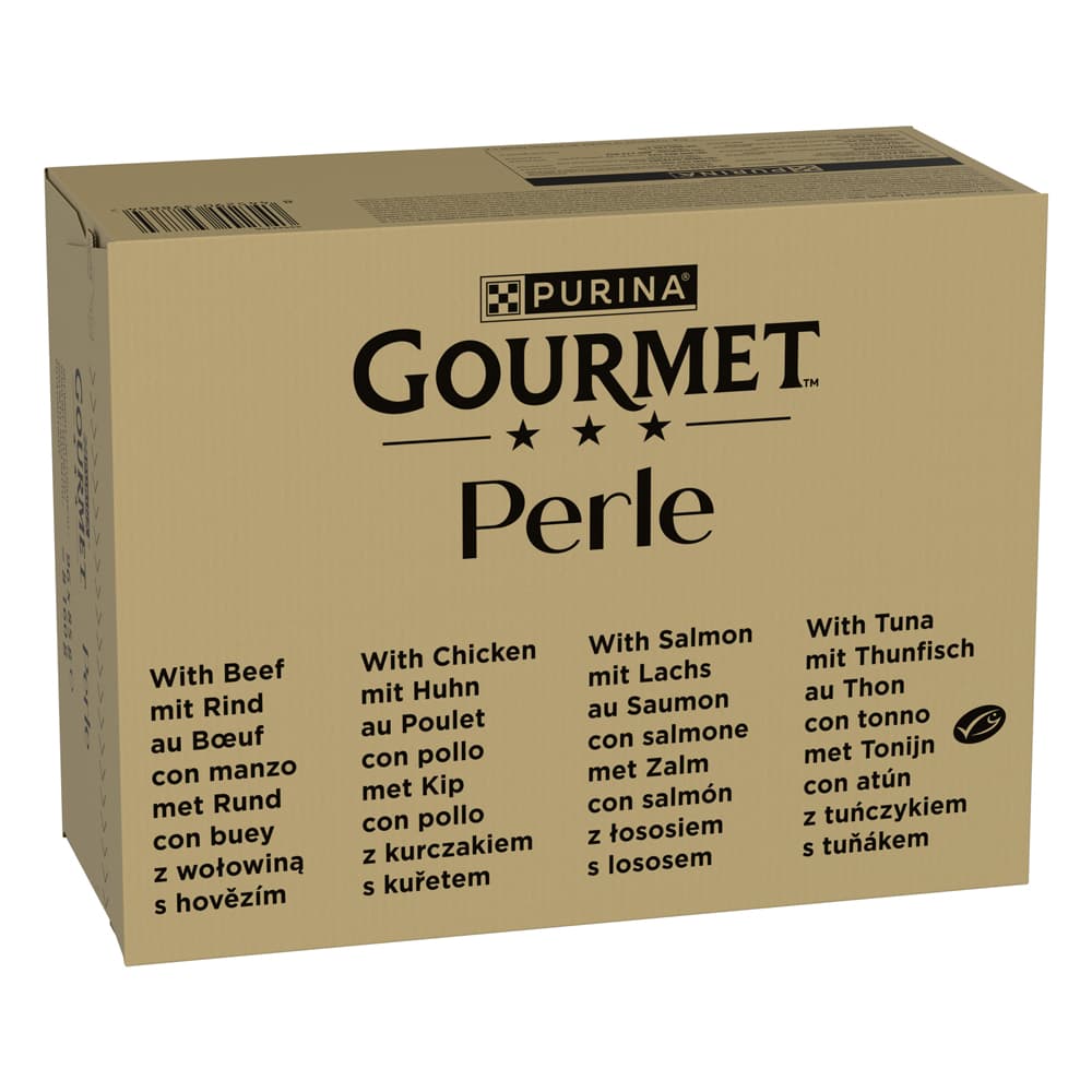 Jumbopack Gourmet Perle Katzen Nassfutter 96 x 85 g - Rind, Huhn, Lachs, Thunfisch in Sauce