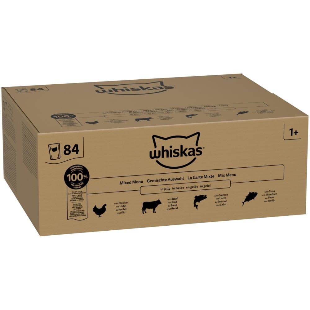 Whiskas 1+ Adult Beutel 84 x 85 g - Gemischtes Menü in Gelee