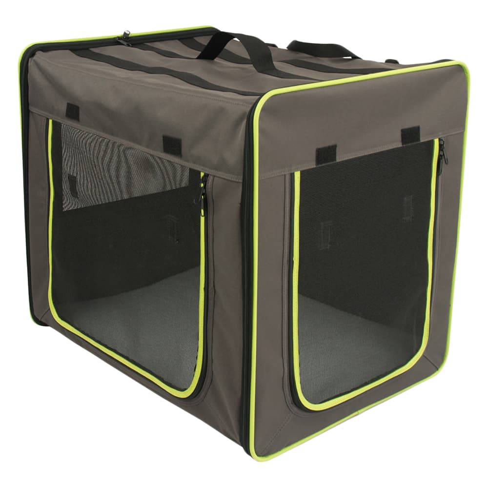 Transporthütte First Class Basic - Größe XL: B 66 x T 96,5 x H 73,5 cm, grau-braun/neon-grün
