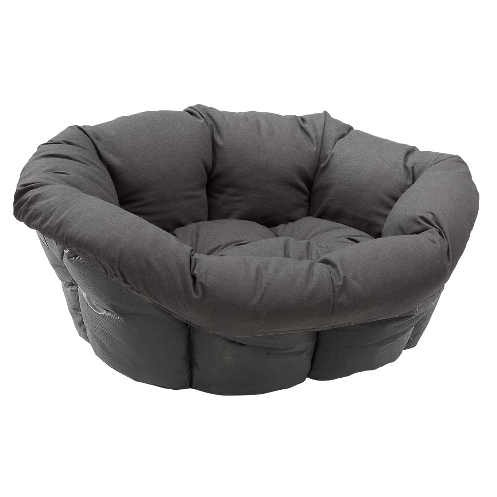 Set aus Ferplast Korb Siesta Deluxe  mit Überzug Sofà - Anthrazit - Größe 4: L 61,5 x B 45 x H 21,5 cm