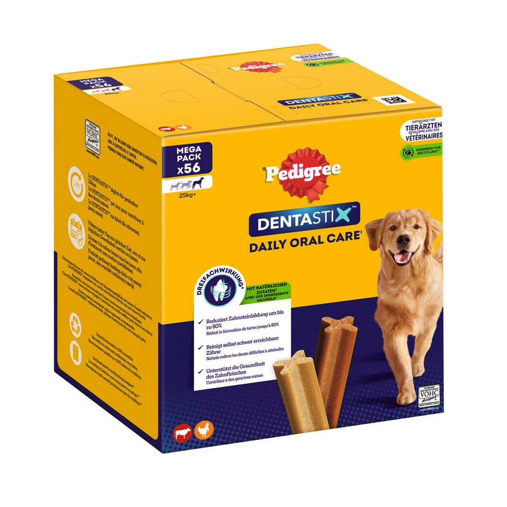 Sparpaket! 168 x Pedigree DentaStix Tägliche Zahnpflege / Fresh - für große Hunde (>25 kg)
