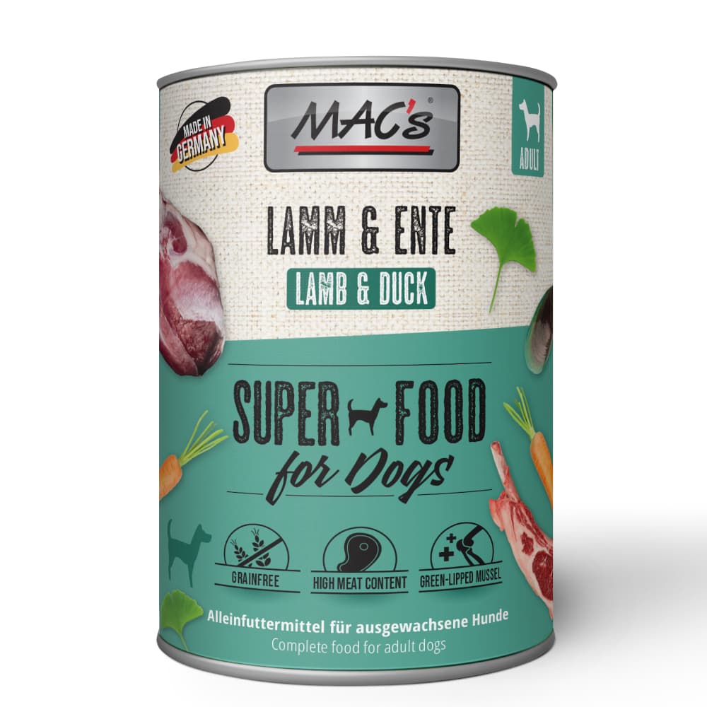 Sparpaket MAC's Adult Superfood 12 x 400 g - Lamm & Ente