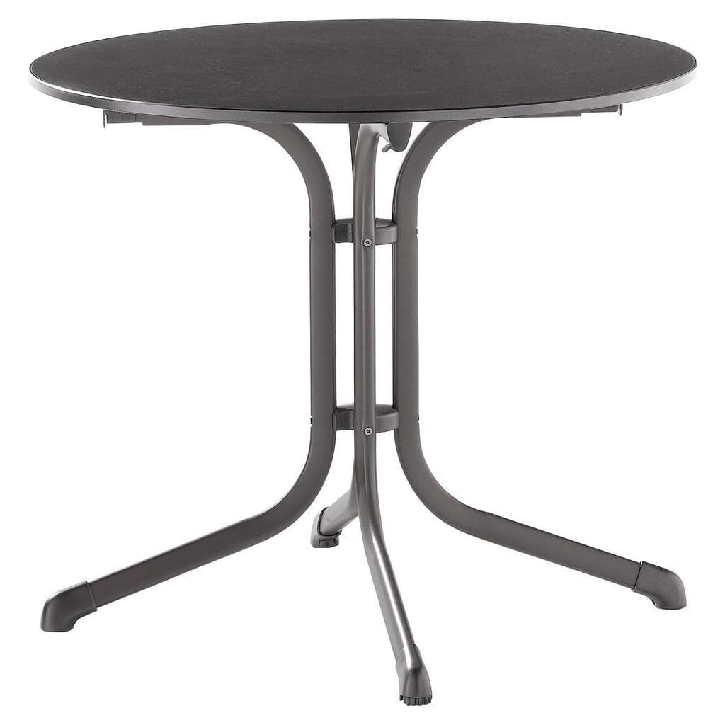 Sieger , Anthrazit , Metall , rund , 85x73x85 cm , gastro- und objekttauglich, klappbar, wetterbeständig , Gartenmöbel, Gartentische, Gartentische