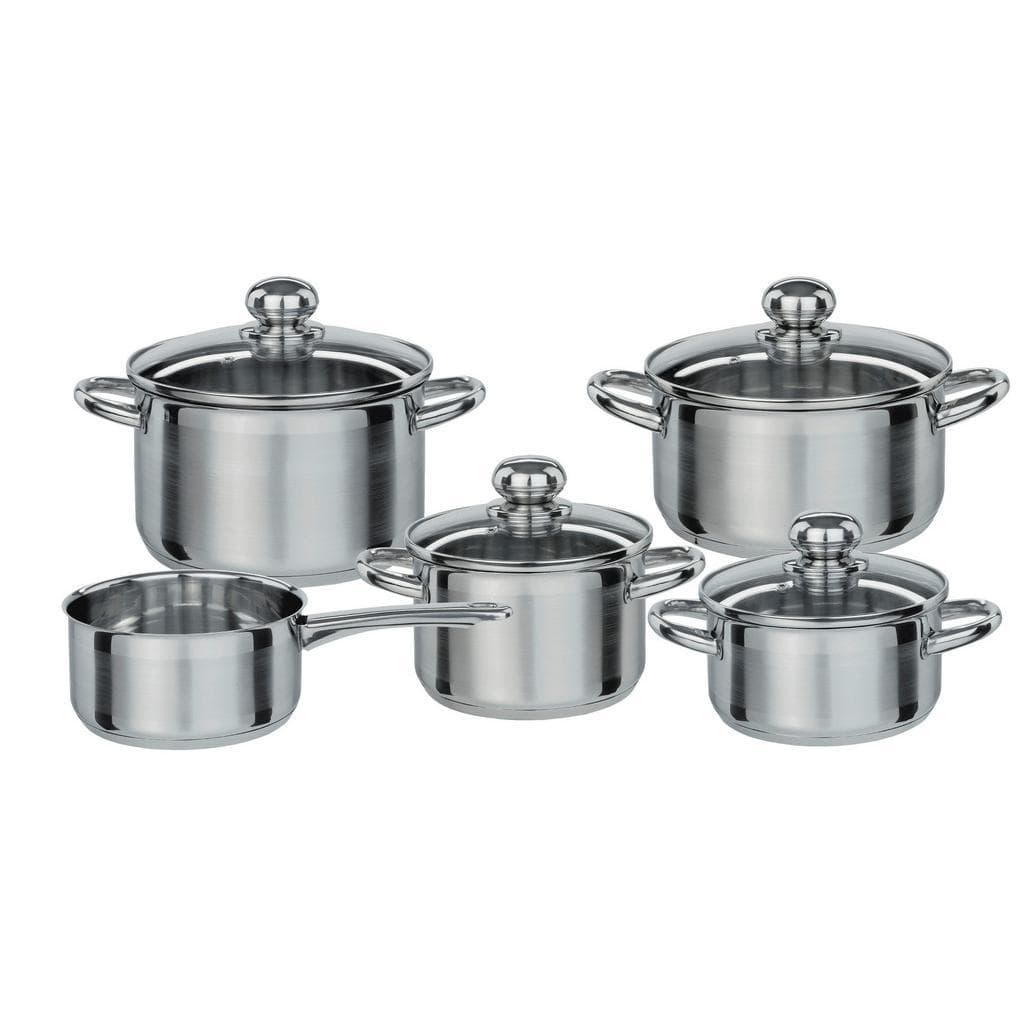 GSW , Edelstahlfarben , Glas , 16 cm,20 cm,16 cm , 1.8 l,3.4 l,1.4 l,1.5 l,2.8 l , ISO 9001 , backofengeeignet, hitzebeständige Griffe, rostfrei,