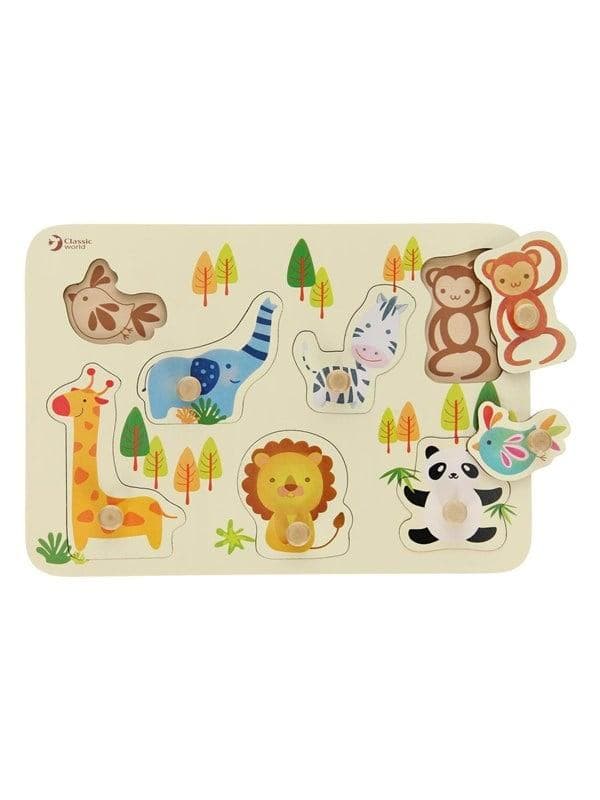 Classic World Wooden Knob Puzzle Wild Animals 7 pcs.
