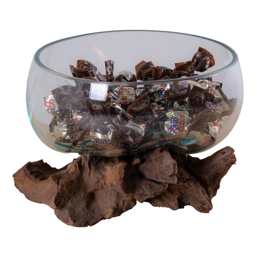 Möbelix , Transparent, Teakfarben , Holz, Glas , Teakholz , organisch , 15x15x15 cm , Real Wood , nur zu Dekorationszwecken , Dekoration, Blumen &