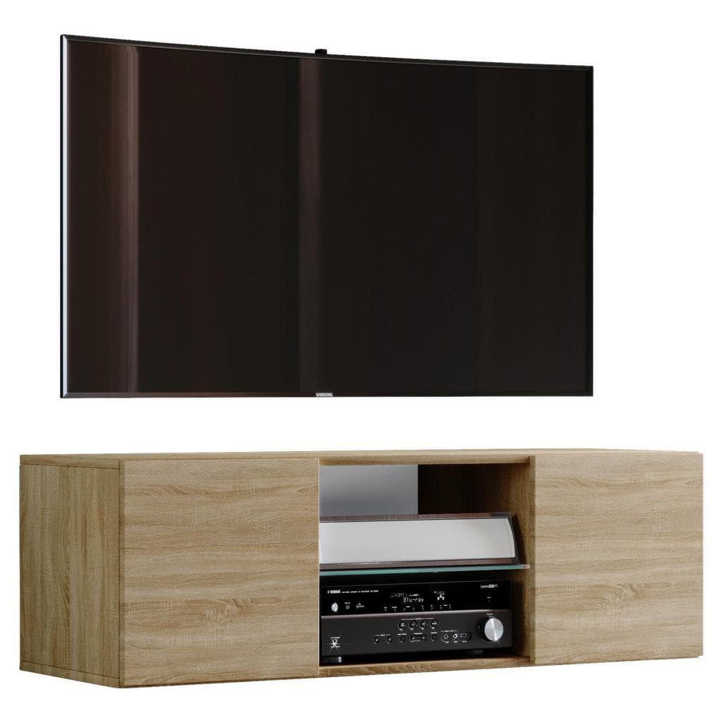 Mid.you , Sonoma Eiche , Glas , 1 Fächer , 115x40x36 cm , hängend, in verschiedenen Holzdekoren erhältlich , Wohnzimmer, TV-Möbel, TV- & Lowboards