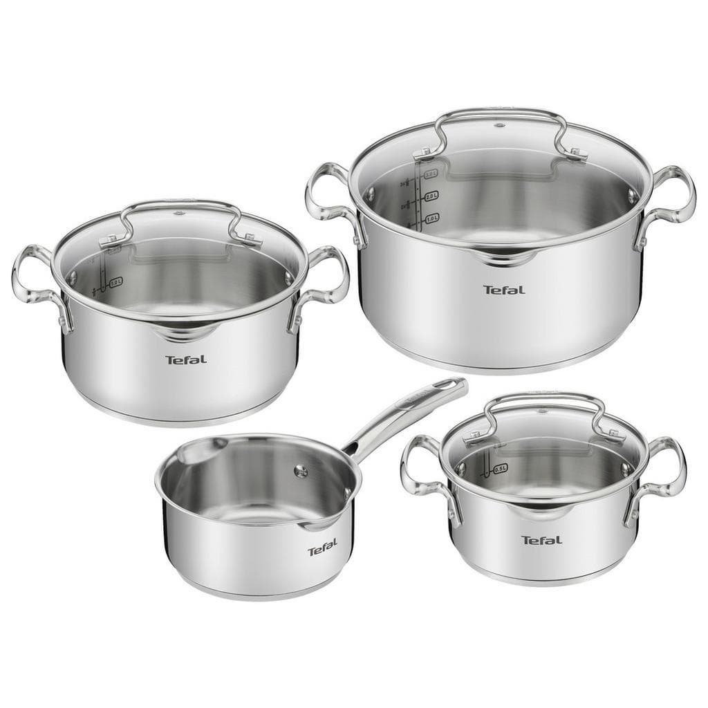 Tefal , Edelstahlfarben , Glas , 24 cm,16 cm , 5 l,1,5/2,5 l,1.5 l , 30x54x54 cm , Abgießfunktion , Kochen & Essen, Töpfe, Kochtopfsets